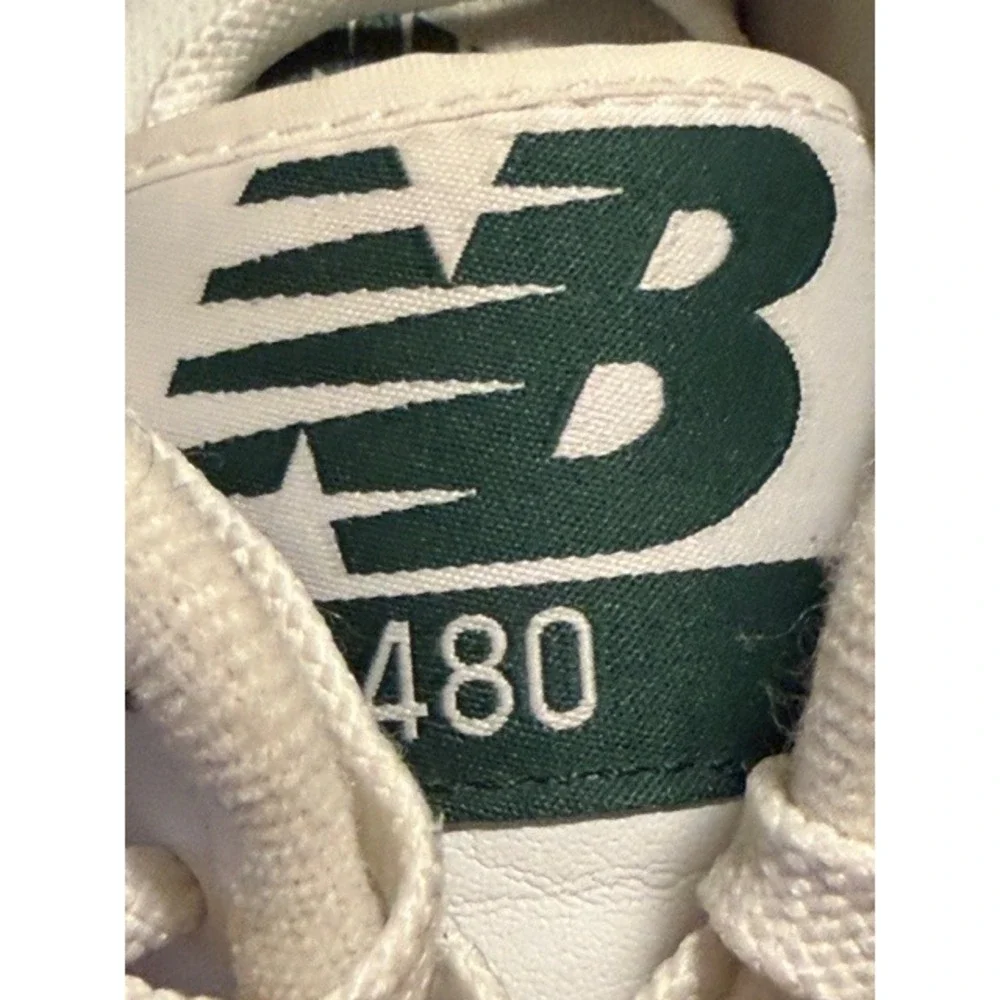 New Balance 480 Mens White Green Leather Low Top Sneakers Size‎ 10